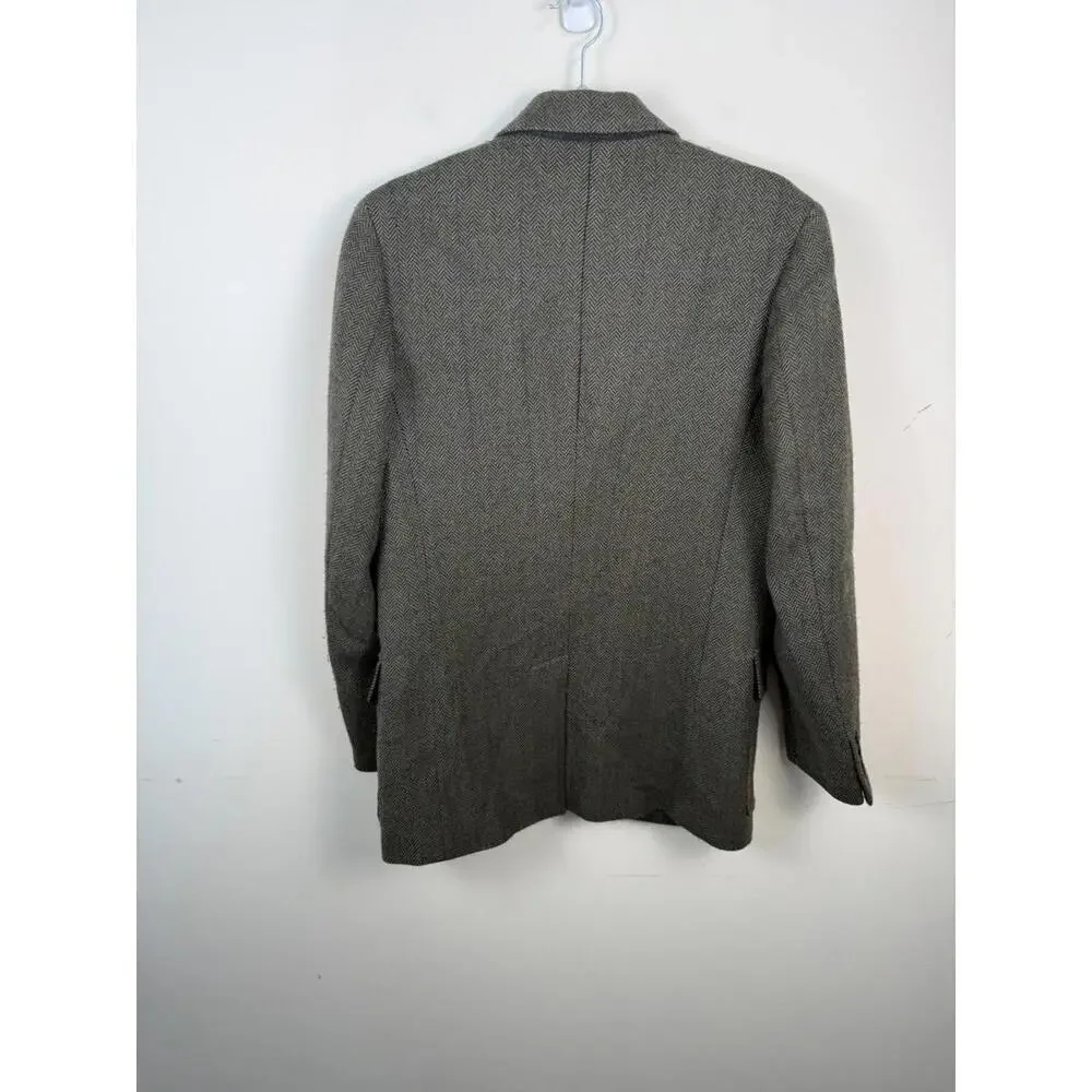 J.Crew‎ Wool Herringbone Blazer Jacket Green Surgeon Cuff Small